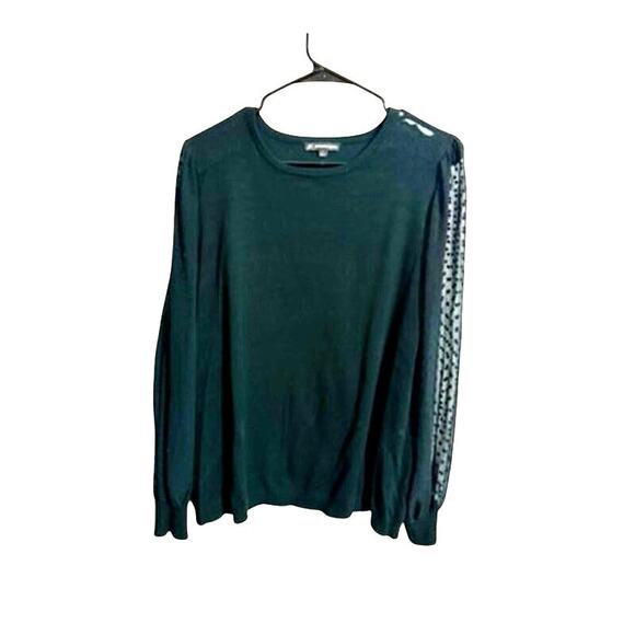 Adrianna Papell Tops - Adrianna Papell Women's Long Sleeve Green Shirt with Sheer Sleeves - Large